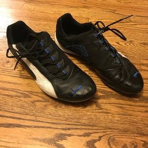 Puma Black & White Leather & Suede Racing Shoes